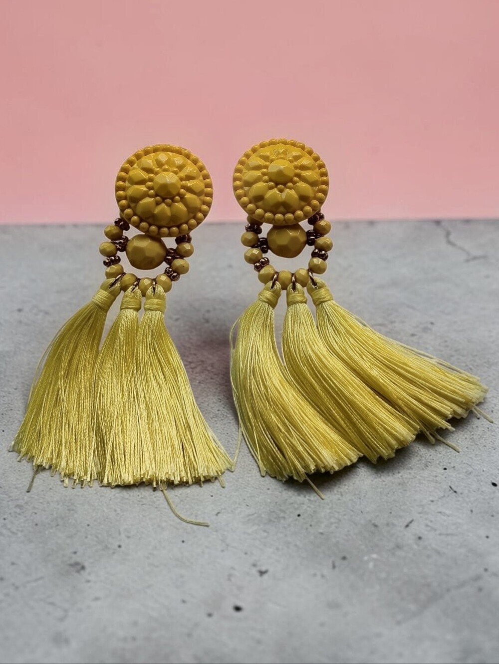 Yellow Tassel Drop Earrings - Women Jewelry